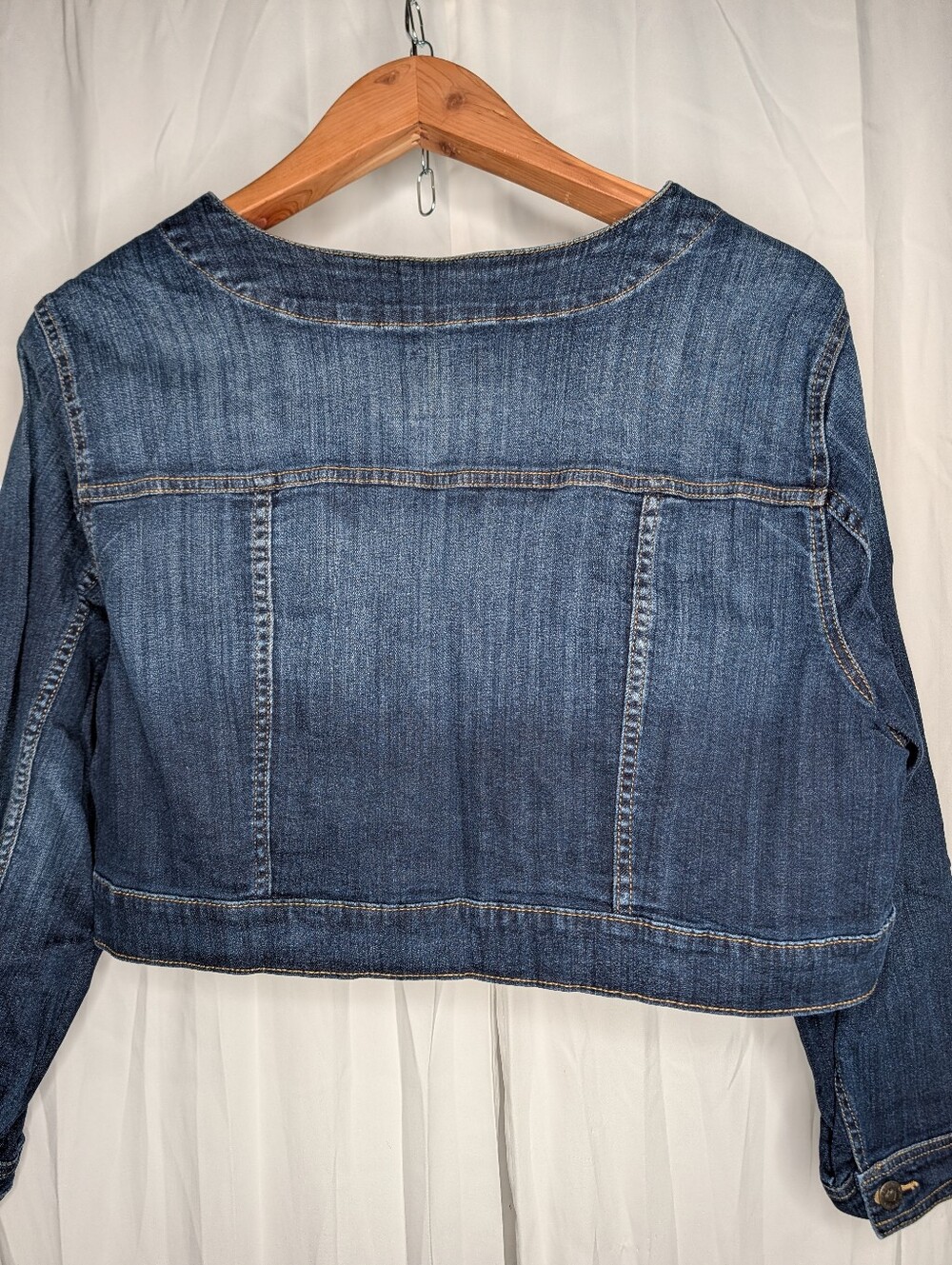 Plus Size jean Cropped Jacket - Picture 7 of 8